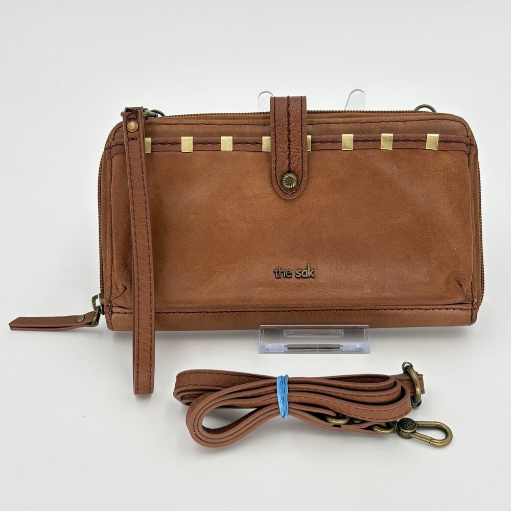 The Sak Iris Cognac Leather Convertible 3-in-1 Wristlet Crossbody Wallet